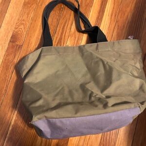 Herve Chapelier Tan/ Purple Tote Bag